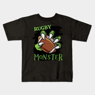 Rugby monster sport Gift for Rugby player love Rugby funny present for kids and adults Kids T-Shirt